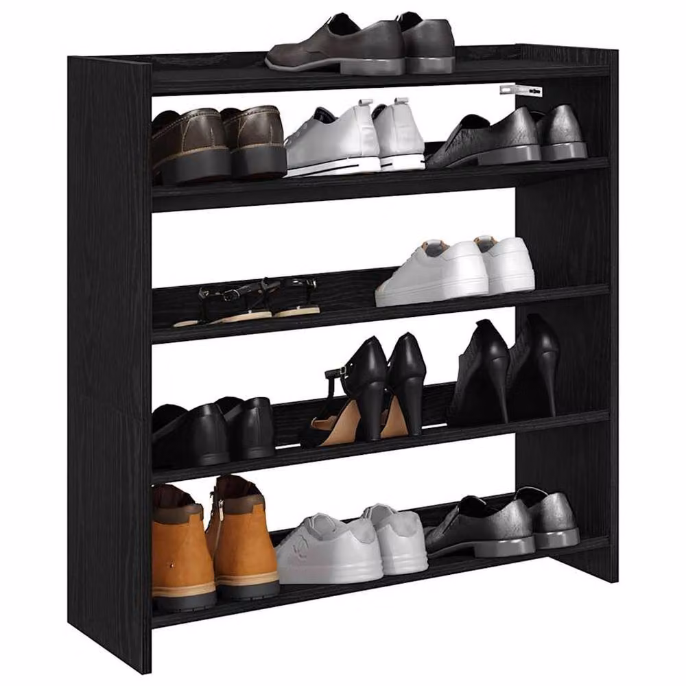 Berkfield Home Black MDF Shoe Rack, W: 80 cm, D: 25 cm, H: 81 cm – 2