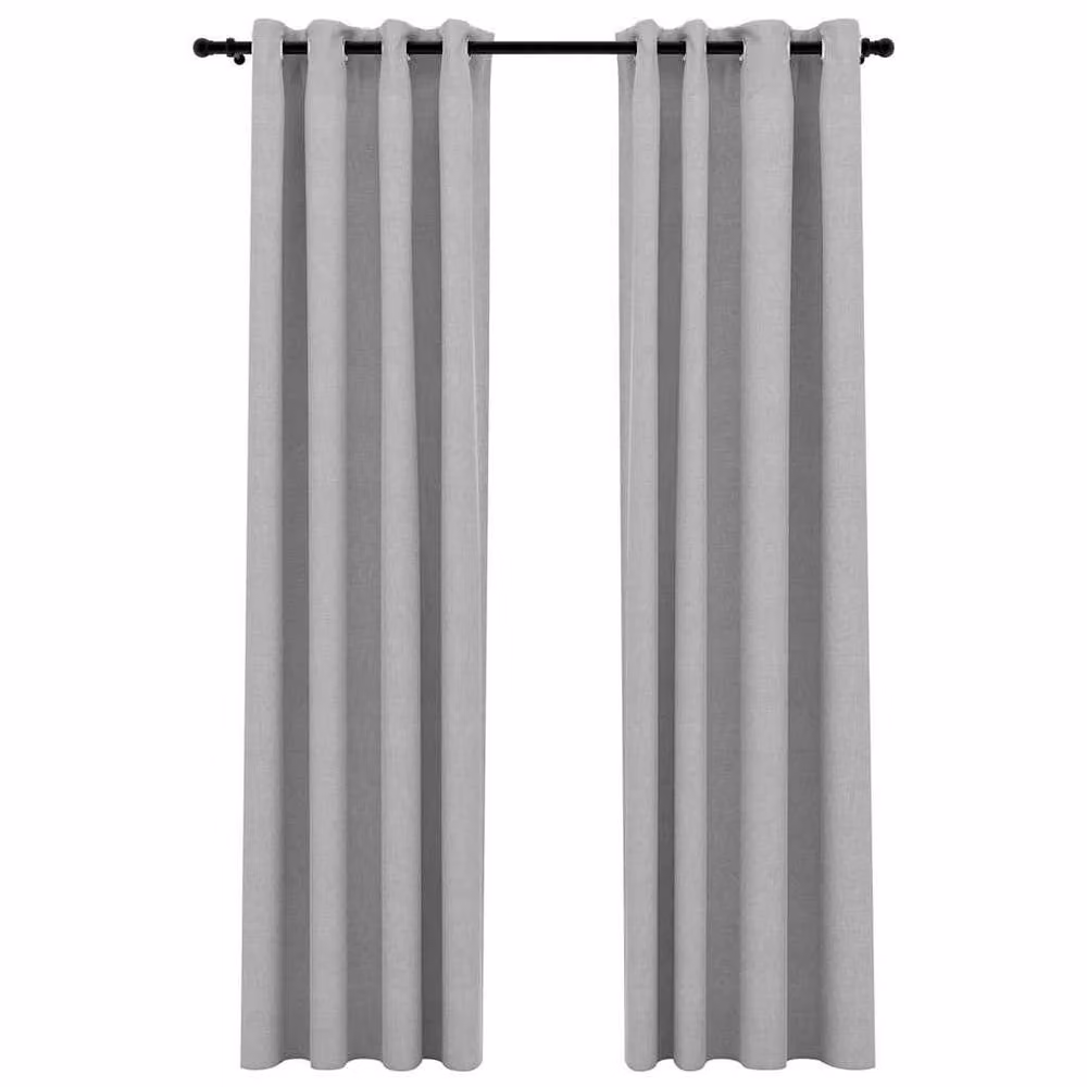 Berkfield Home Grey Linen-Look Blackout Curtains with Eyelets, 2 Pack, W: 140 cm, H: 225 cm – 3