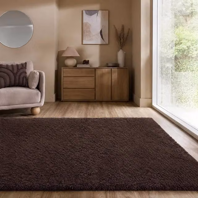 OHS Soft Fluffy Faux Fur Anti-Slip Area Rug in Brown, W/D/H: 170 x 120 x 4 cm