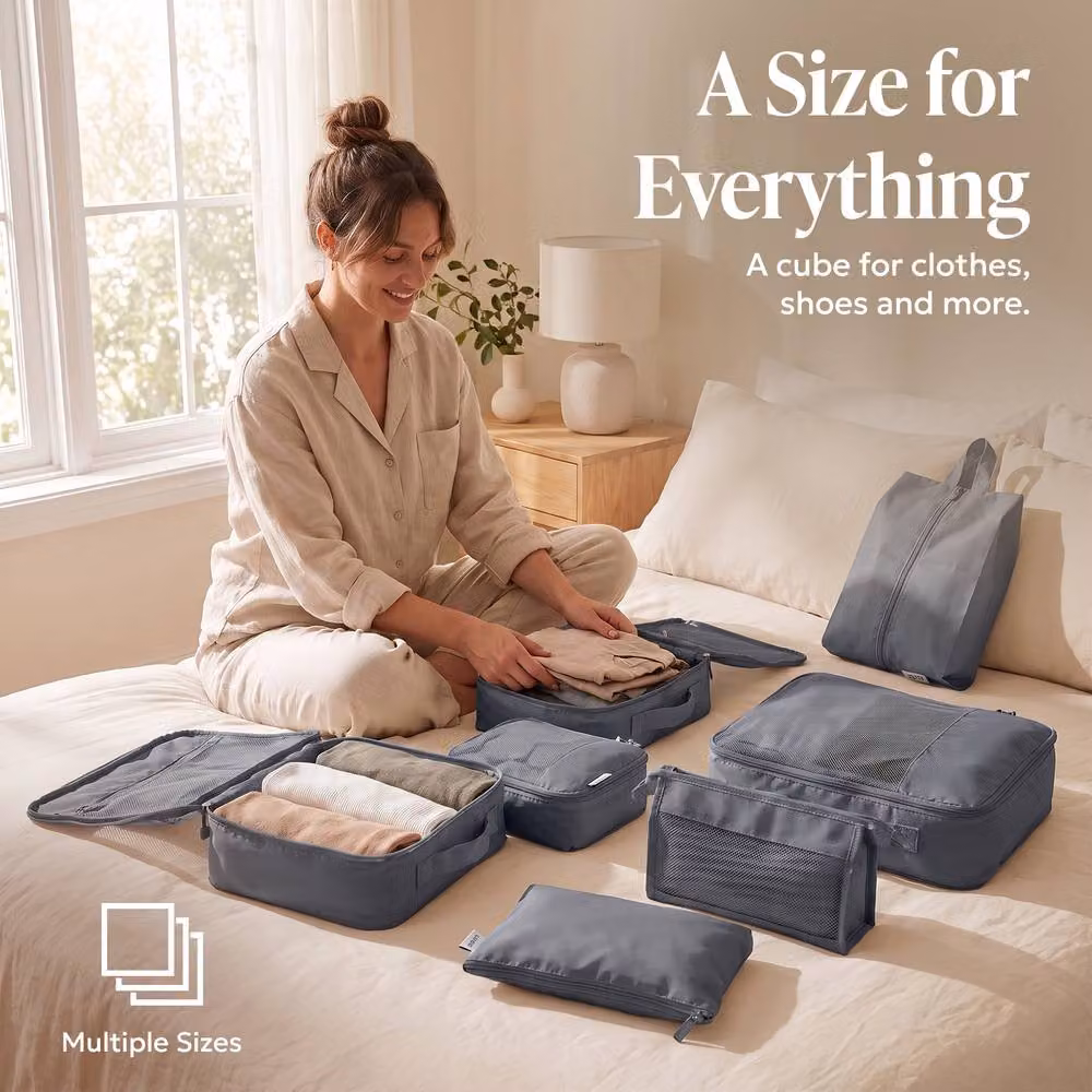 Lugg 8 Set Compression Packing Cubes Suitcase Organiser Set in Grey – 3