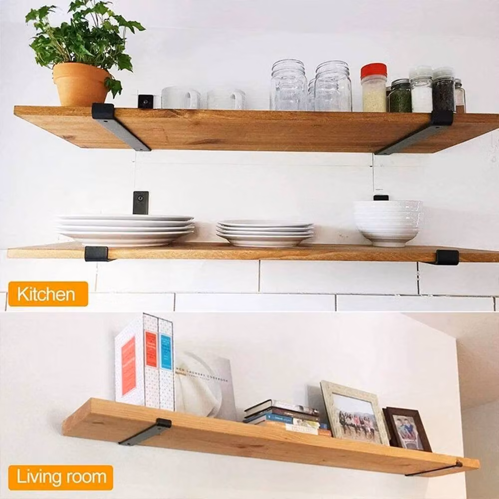 SPETLEK 2x Heavy Duty Matt Black Metal Right Angle Shelf Brackets, W: 1000 cm, D: 52 cm – 5