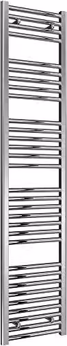 Bathroom Kingdom Diva Silver Steel Straight Heated Towel Rail H: 180 cm, W: 40 cm