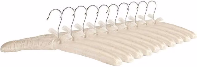NESTLUNE Satin Clothes Hangers, White, Pack of 10