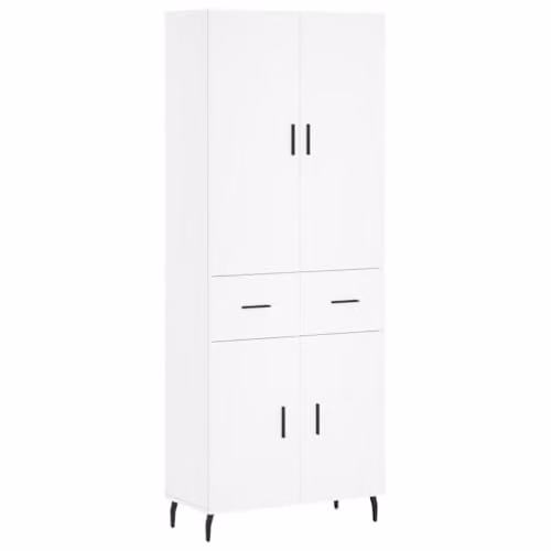 vidaXL Modern White Highboard with Hinged Doors and Internal Shelves, W/D/H: 69.5 x 34 x 180 cm