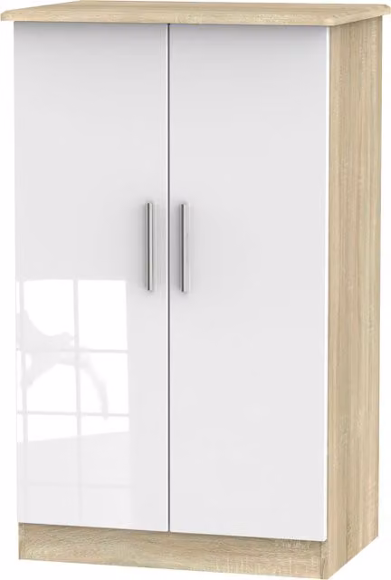 Ready Assembled 2 U Windsor 2 Door Midi Wardrobe in White Glossy Finish