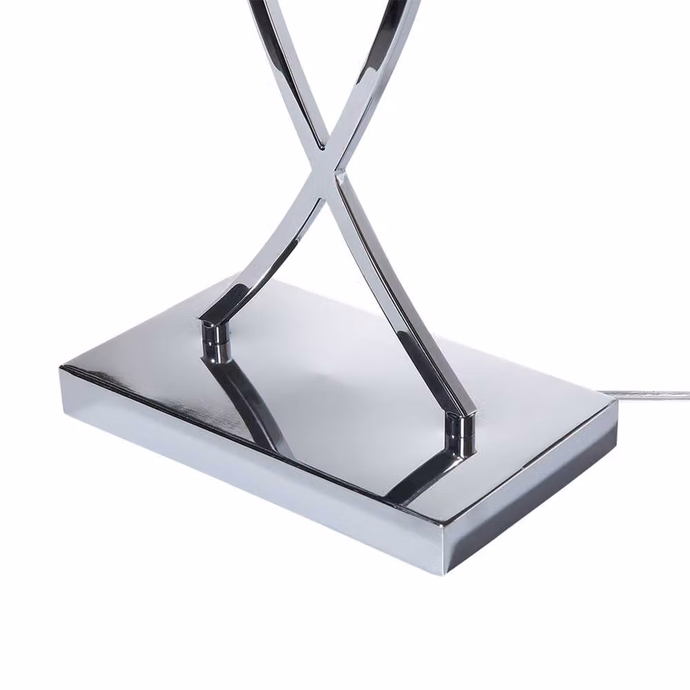 Wyld and Coco Helix Table Lamp in Silver and Black with Rectangular Fabric Shade, Height: 62 cm – 4