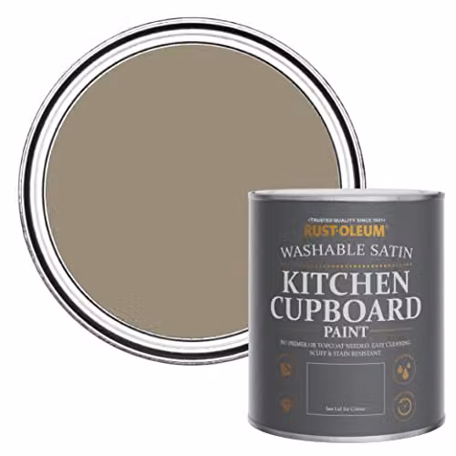 Rust-Oleum Café Luxe Brown Water-Based Kitchen Cupboard Paint in Satin Finish, 0.75 l – 1