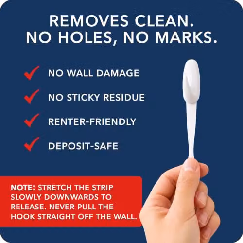 Takker White Multi-Purpose Adhesive Wall Hooks with 4 Strips, Holds Up to 1 kg – 4