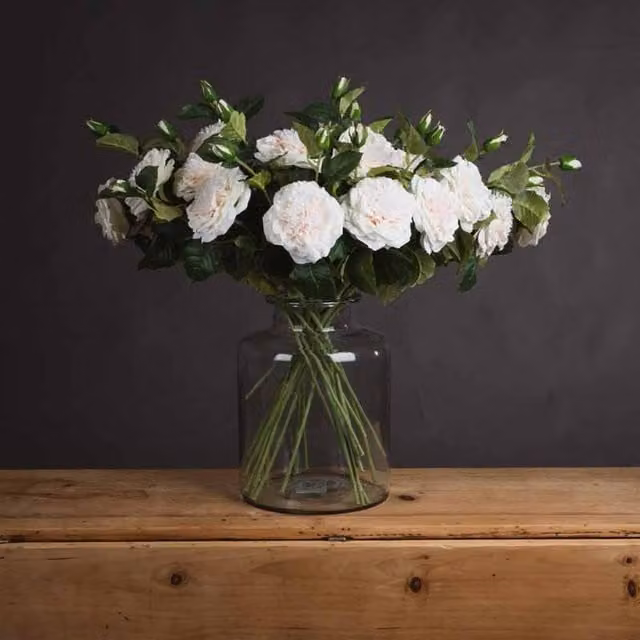 Lemon Pavilion White Artificial Rose Spray Flower, W16 x D10 x H68 cm