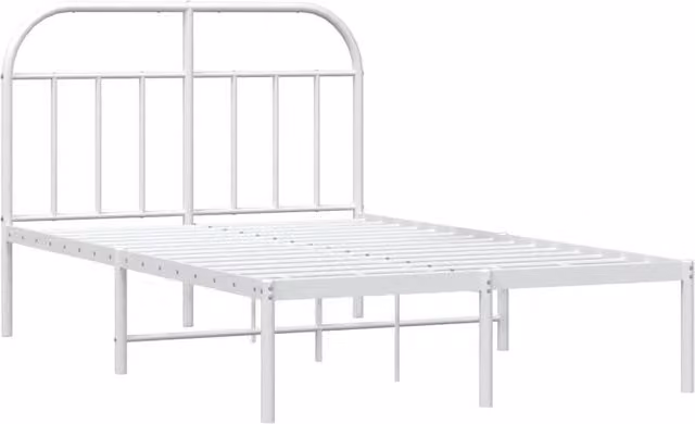 Berkfield Home Metal Bed Frame with Headboard in White, Small Double 120 x 190 cm – 1