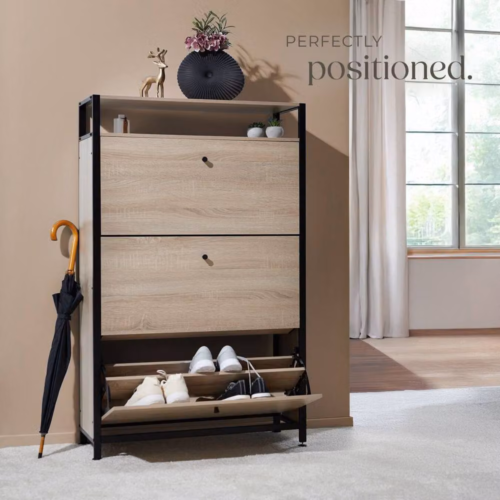 tectake Buffalo Industrial Shoe Rack in Light Oak Sonoma – 5