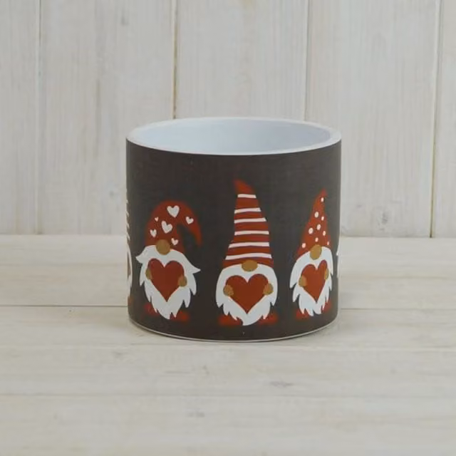 KDMD Classic Grey Santa Gnome Ceramic Tabletop Plant Pot