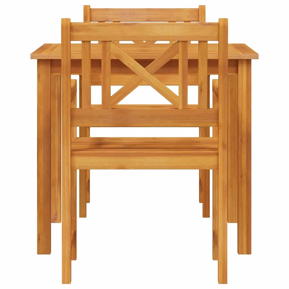 Berkfield Home 3 Piece Acacia Wood Garden Dining Set in Brown – 4