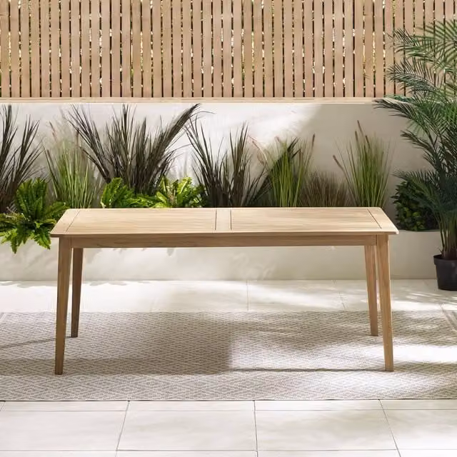 FurnitureboxUK Asa 6 Seat Rectangular Solid Acacia Wood Outdoor Dining Table in Light Brown – 1