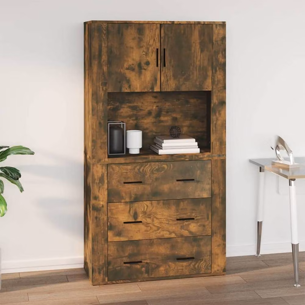 Berkfield Home Wall Mounted Cabinet in Smoked Oak Brown, W/D/H: 80 x 33 x 80 cm – 4