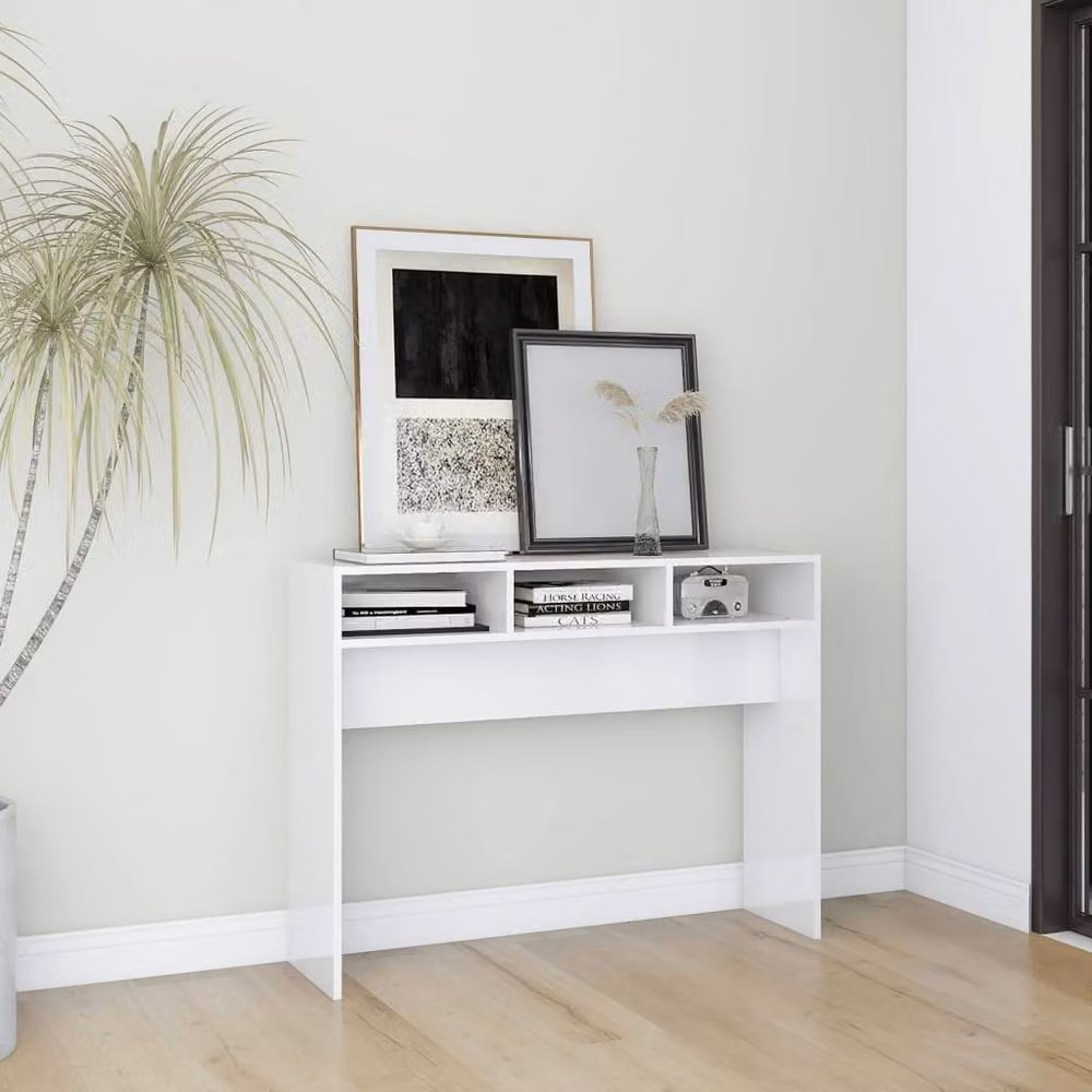 Berkfield Home Decorative Console Table in High Gloss White, W/D/H: 105 x 30 x 80 cm – 1