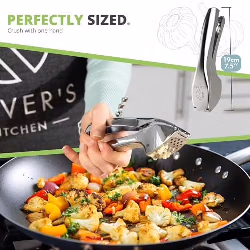 Oliver's Kitchen Premium Stainless Steel Garlic Press in Silver – 4