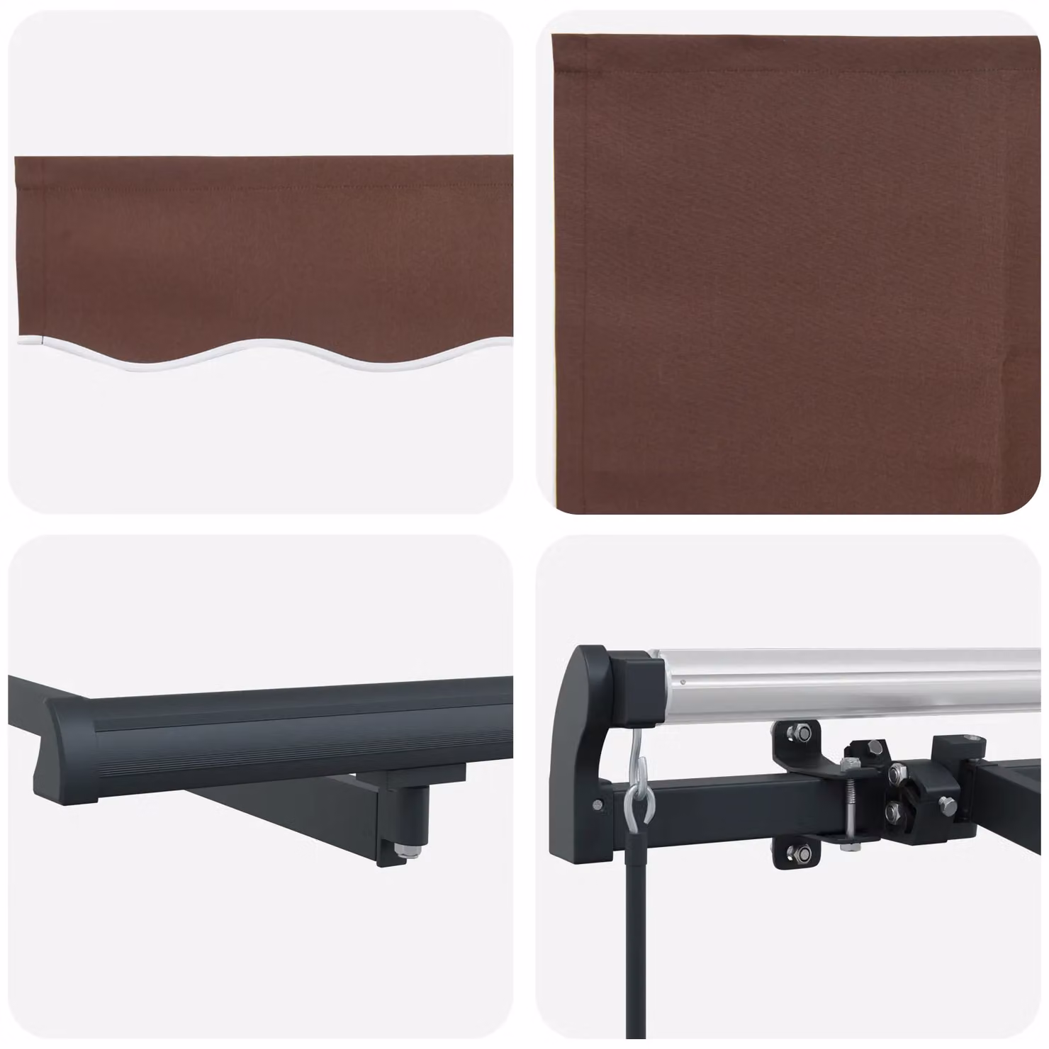 Berkfield Home Manual Retractable Wall-Mounted Folding Arm Garden Awning in Brown and Anthracite – 4