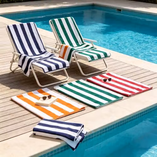 Deyongs Cabana Bay Striped Beach Towel in Blue, 100% Organic Cotton, W: 80 cm, L: 165 cm – 4