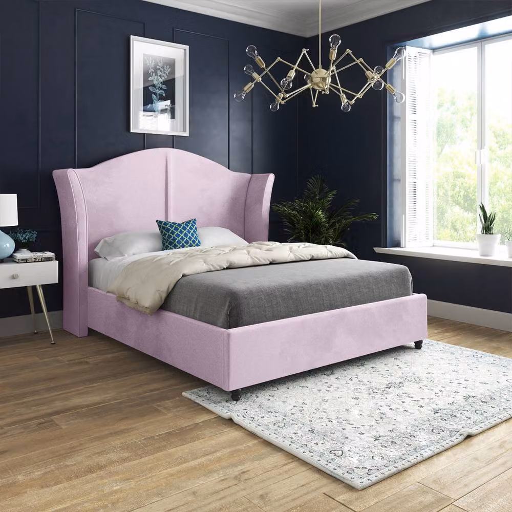 Casani Titchmarsh Pink Velvet Upholstered Designer Bed Frame, W/D/H: 120 x 200 cm – 2