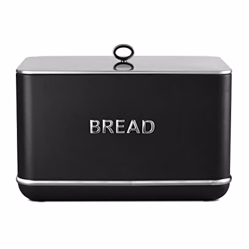 Tower Renaissance Bread Bin in Black, 16L Capacity, W/D/H: 35.5 x 25.0 x 23.5 cm