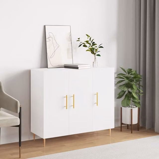 Berkfield Home Modern White Matt Sideboard, W/D/H: 90 x 34 x 80 cm