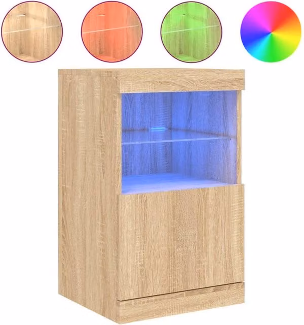 Berkfield Home Modern Sideboard with Integrated LED Lights in Sonoma Oak Brown, W/D/H: 41 x 37 x 67 cm