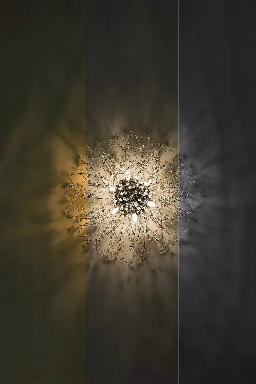 Living and Home Sputnik Flush Mount Ceiling Light in Silver with Crystal and Metal Details – 3