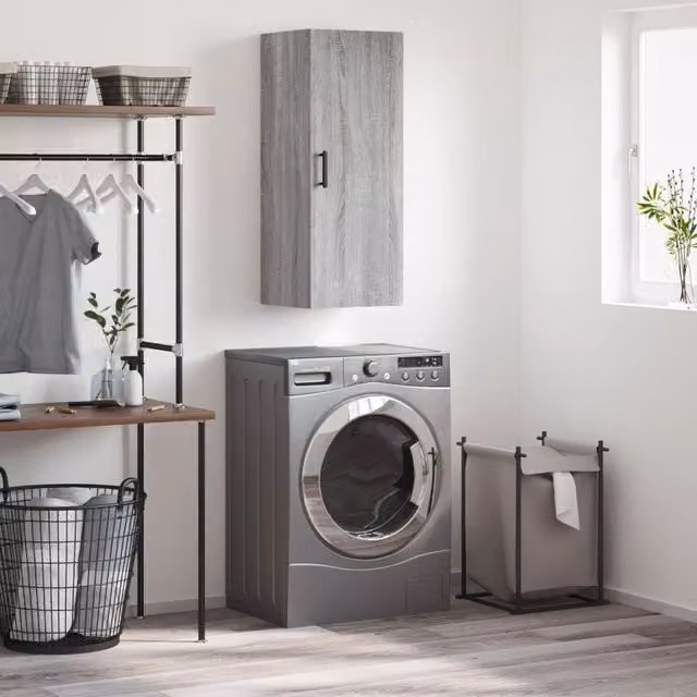 Berkfield Home Wall Mounted Cabinet in Grey Sonoma, W/D/H: 34.5 x 34 x 90 cm – 1