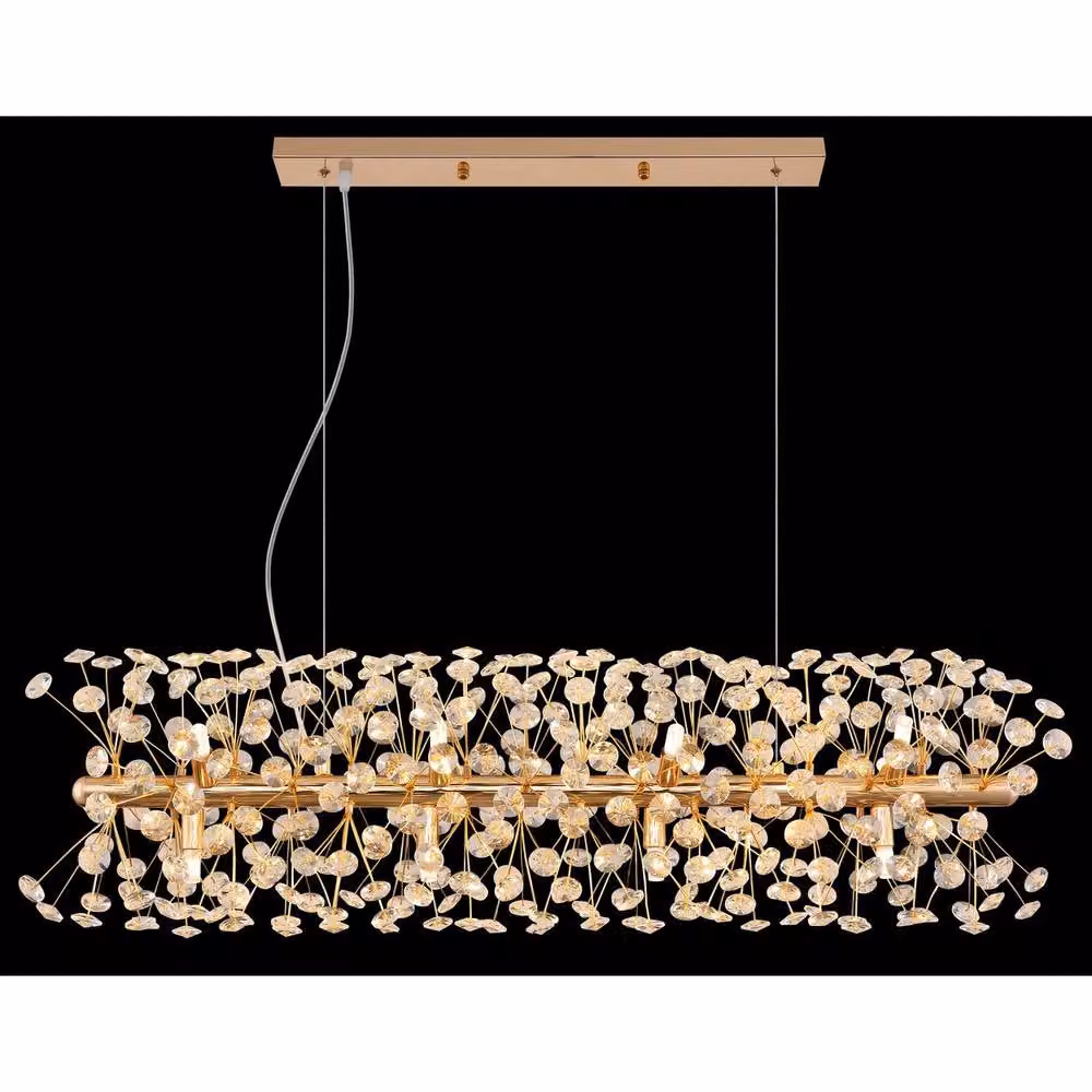 Netlighting Katrina Pendant Ceiling Light in Gold and Transparent with K9 Crystals, G9, Warm White – 3