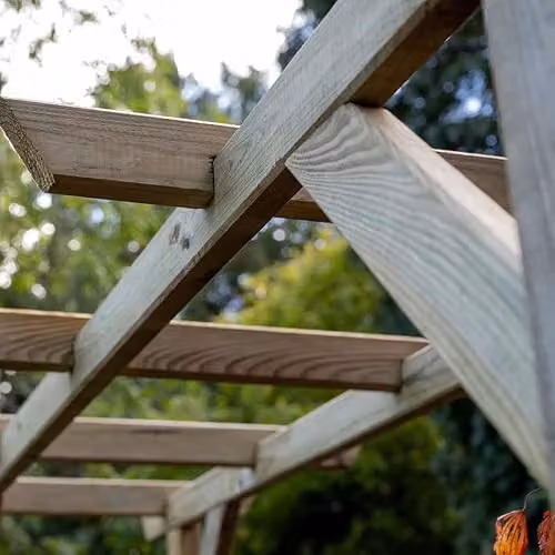 Forest Garden Classic Flat Top Arch Wooden Garden Support with Trellis Side Panels, Brown, H: 213 cm x W: 210 cm x D: 71.99 cm – 4