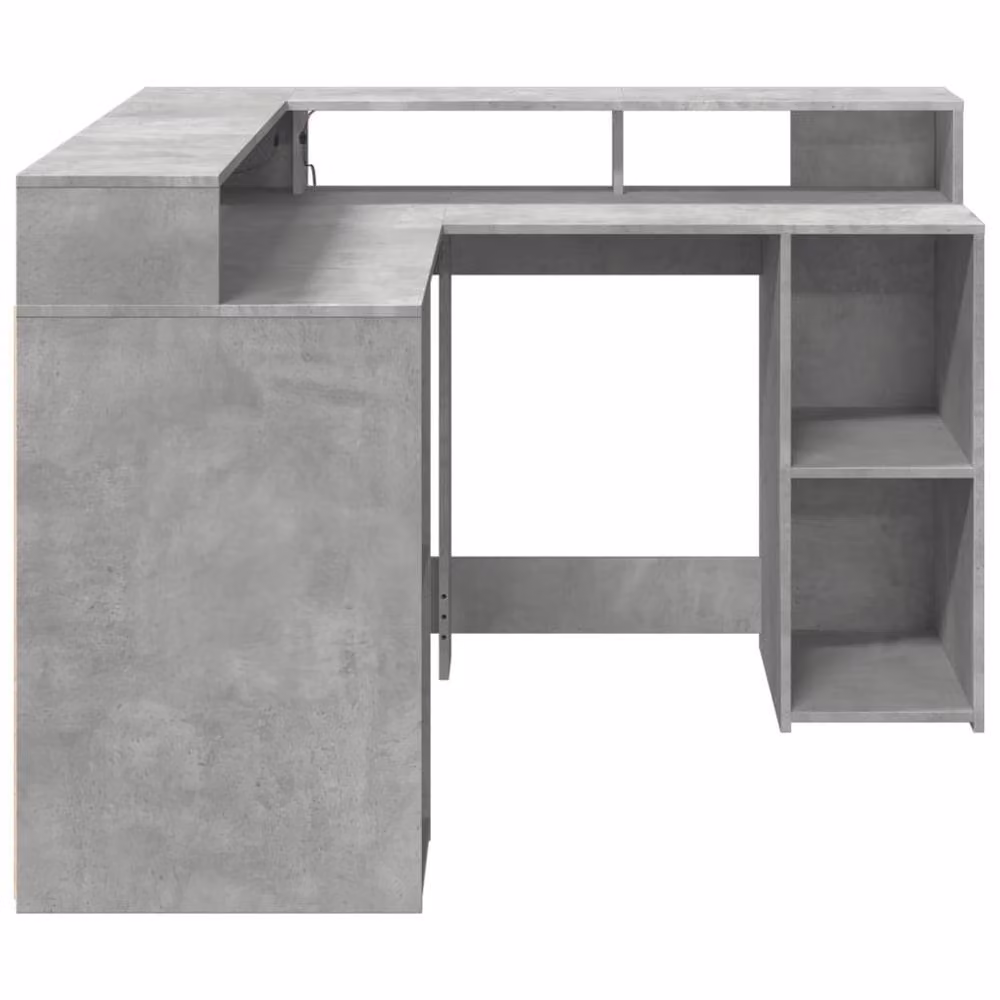 Berkfield Home Soft Desk with LED Lights in Concrete Grey, W/D/H: 130 x 130 x 91 cm – 4