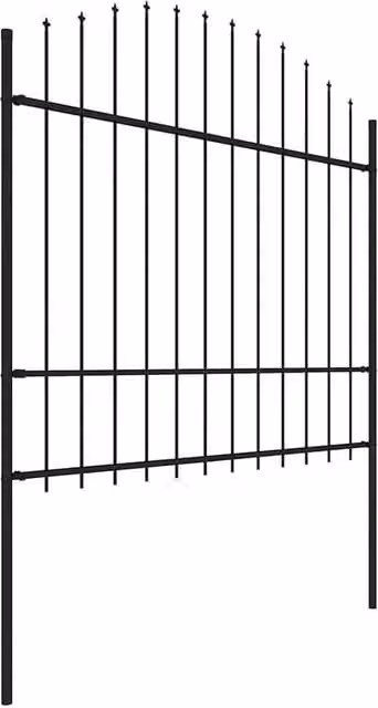 Berkfield Home Durable Steel Spear Top Garden Fence, Black, 8.5 m