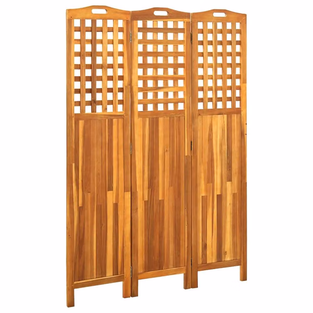 Berkfield Home 3-Panel Acacia Wood Room Divider in Brown, W/D/H: 121 x 2 x 170 cm – 2