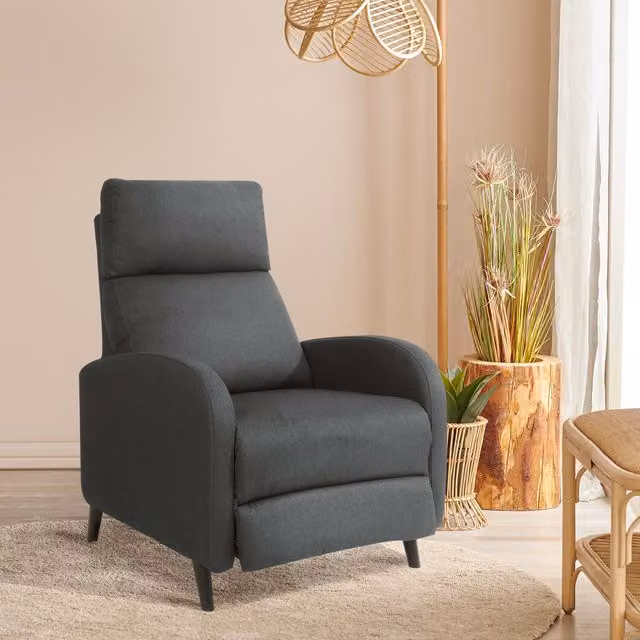 Comfy Living Modern Linen Upholstered Recliner Chair with Armrests in Blue, Grey, Green or Brown