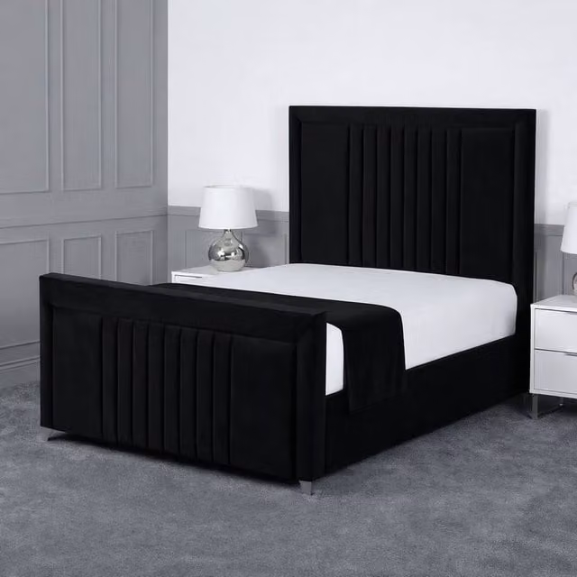 Living Comfort Bedz Celeste Super King Upholstered Velvet Gas Lift Storage Bed in Black – 1