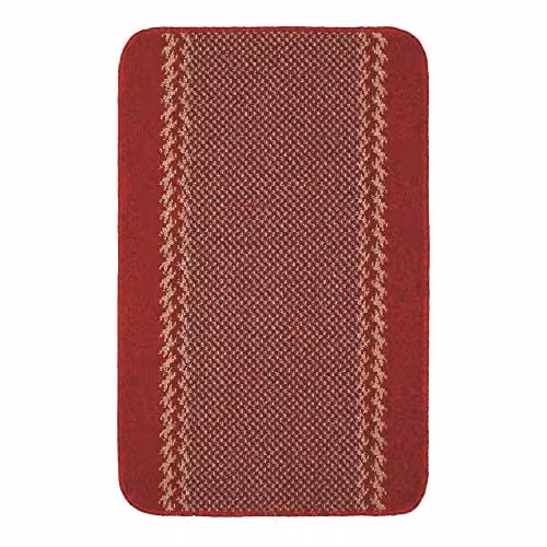 THE RUGS Red Machine Washable Non-Slip Area Rug with Bordered Design, W/D: 150 x 100 cm