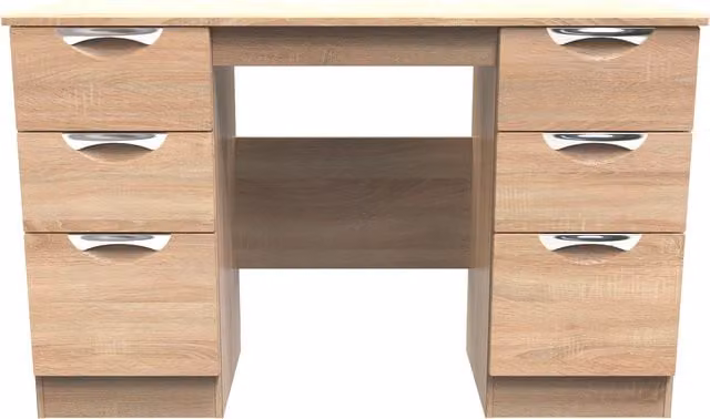 2 U Holborn Ready Assembled 6 Drawer Kneehole Desk in Light Oak – 1