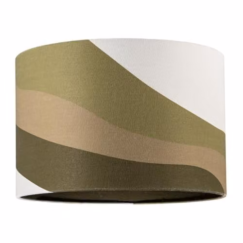 Happy Homewares Olive Green Linen Fabric Drum Lamp Shade with Wavy Design, Diameter: 30 cm