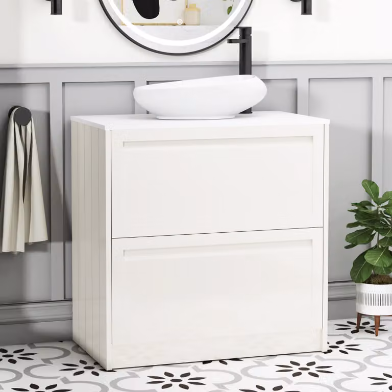 Royal Bathrooms Elmore Classic White Floor Standing 2 Drawer Vanity Unit with Nova Basin
