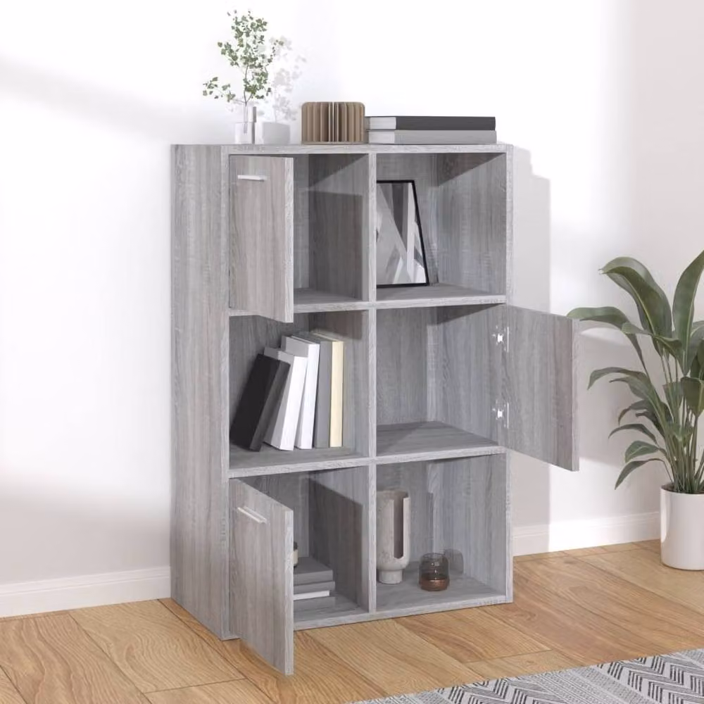 Berkfield Home Modern Grey Storage Cabinet with Hinged Doors and Internal Shelves W/D/H: 60 x 29.5 x 90 cm – 3