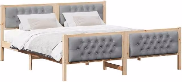 Berkfield Home Modern Bed Frame in Grey Solid Pine Wood, W/D/H: 180 x 200 x 85.5 cm