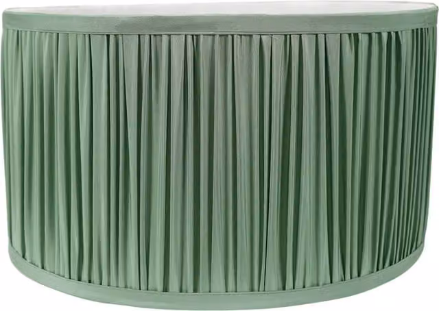 ValueLights Jess Large Green Fabric Ruched Drum Lampshade with LED Bulb for Ceiling, Floor, or Table Lamps