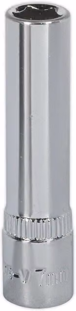 Loops 7mm Deep Drive Socket 1/4 inch Square Drive Forged Steel in Silver Chrome Vanadium