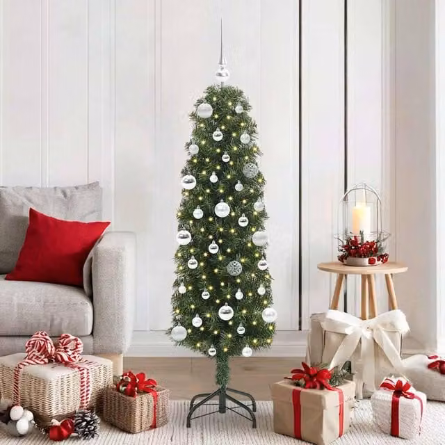 Berkfield Home Artificial Green Christmas Tree with 150 Warm White LEDs and Stand, Height: 150 cm