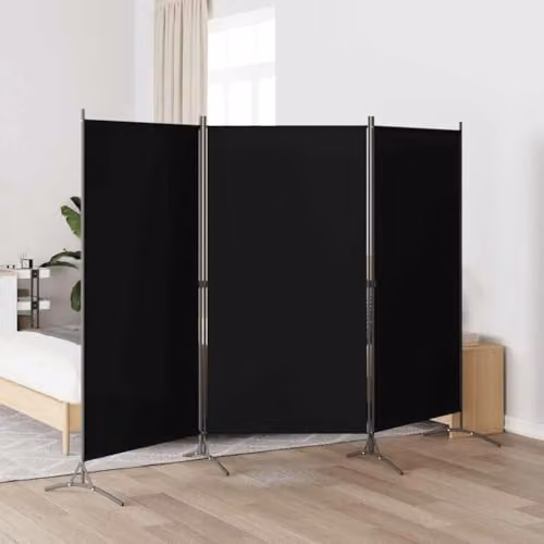 vidaXL 3-Panel Modern Fabric Room Divider, Black, W/H: 260 x 180 cm – 2