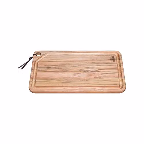 Tramontina Teak Wood Rectangular Chopping Board with Groove, Brown, W: 28 cm, D: 49 cm, H: 2.2 cm – 2