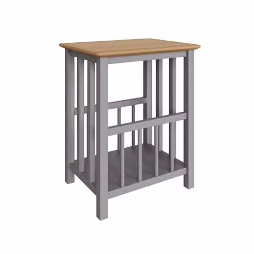 FWStyle Grey Oak Magazine Rack with Rotating Top, W: 55 cm, D: 45 cm, H: 35 cm – 1