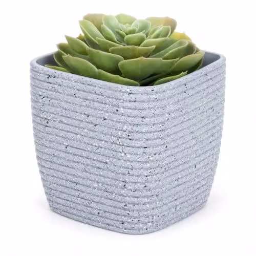 LIVIVO Grey Sandstone Effect Plastic Plant Pots, Set of 3, Diameter: 12 cm