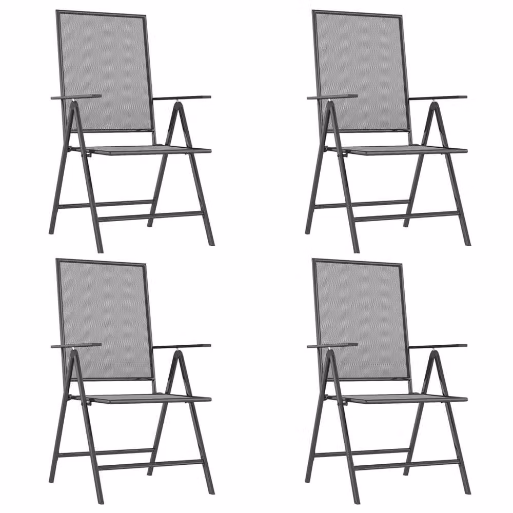 Berkfield Home 5 Piece Anthracite and Black Powder Coated Steel Garden Dining Set – 3